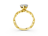 Yellow gold Heart Solitaire Milgrain Diamond Engagement Ring with Bezel and Marquise Band_136