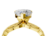 Yellow gold Heart Solitaire Milgrain Diamond Engagement Ring with Bezel and Marquise Band_137