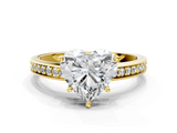 Yellow gold Heart Solitaire Pavé Band Prong Setting Ring_20