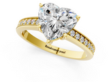Yellow gold Heart Solitaire Pavé Band Prong Setting Ring_21
