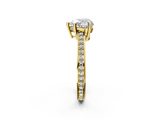 Yellow gold Heart Solitaire Pavé Band Prong Setting Ring_22