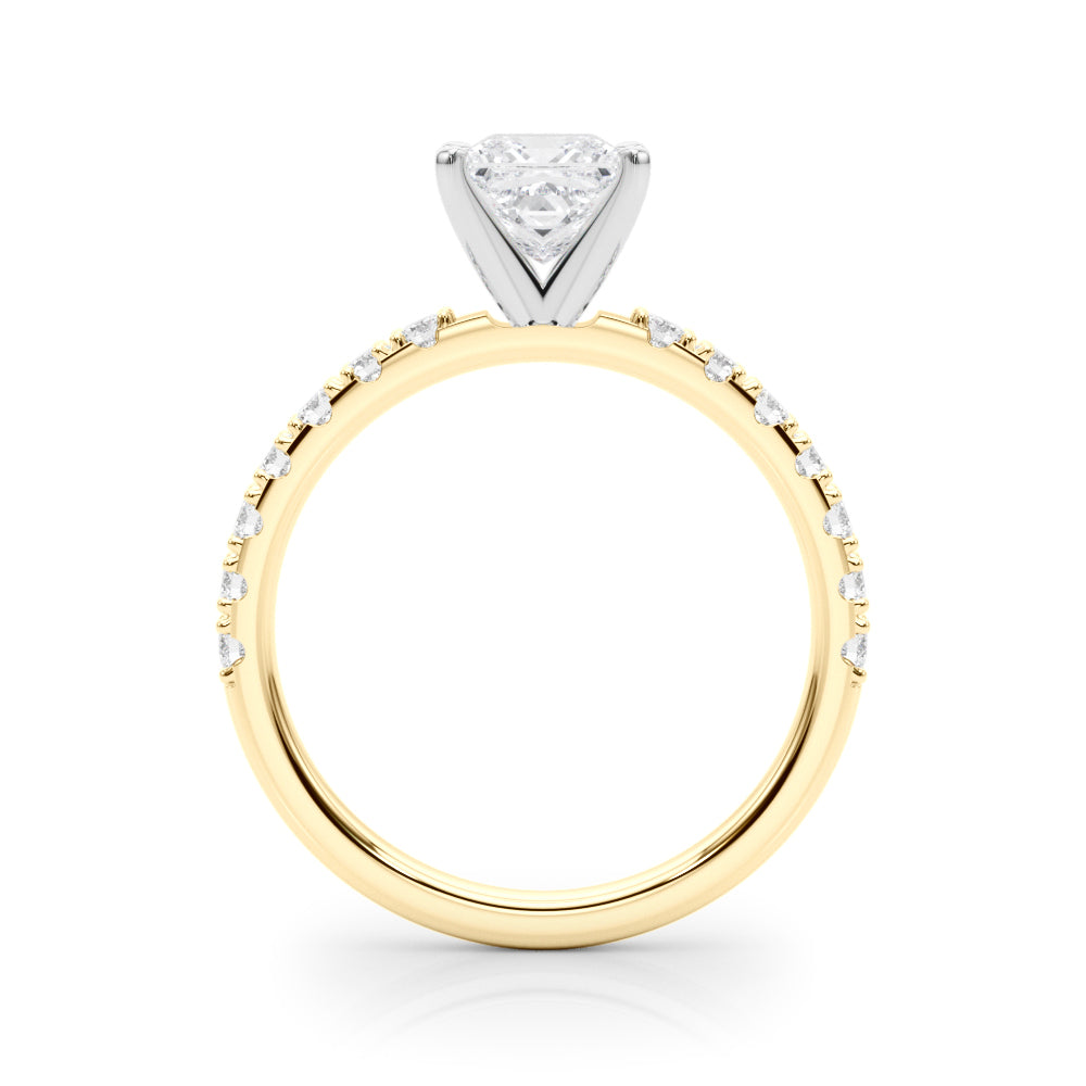 Yellow gold Heart Solitaire Pavé Band with Four-Prong Setting 1