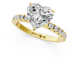 Yellow gold Heart Solitaire Pavé Band with Four-Prong Setting_172