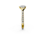 Yellow gold Heart Solitaire Pavé Band with Four-Prong Setting_173