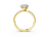 Yellow gold Heart Solitaire Pavé Band with Four-Prong Setting_174
