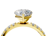 Yellow gold Heart Solitaire Pavé Band with Four-Prong Setting_175