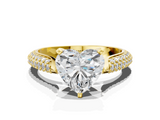 Yellow gold Heart Solitaire Pavé Diamond Engagement Ring with Four-Prong Setting_143