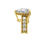 Yellow gold Heart Solitaire Pavé Diamond Milgrain Engagement Ring with Four-Prong Setting_11
