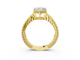 Yellow gold Heart Solitaire Pavé Diamond Milgrain Engagement Ring with Four-Prong Setting_9