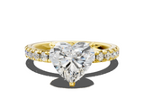 Yellow gold Heart Solitaire Pave Diamond Engagement Ring with Four-Prong Setting_345