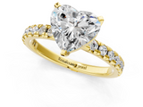 Yellow gold Heart Solitaire Pave Diamond Engagement Ring with Four-Prong Setting_346