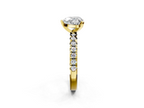 Yellow gold Heart Solitaire Pave Diamond Engagement Ring with Four-Prong Setting_347