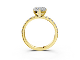 Yellow gold Heart Solitaire Pave Diamond Engagement Ring with Four-Prong Setting_348