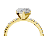 Yellow gold Heart Solitaire Pave Diamond Engagement Ring with Four-Prong Setting_349