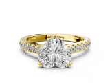 Yellow gold Heart Solitaire Pave Diamond Engagement Ring with Prong Setting_32