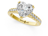 Yellow gold Heart Solitaire Pave Diamond Engagement Ring with Prong Setting_33
