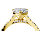 Yellow gold Heart Solitaire Pave Diamond Engagement Ring with Prong Setting_36