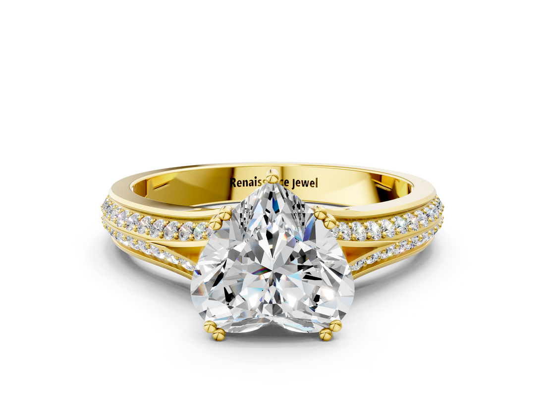 Yellow gold Heart Solitaire Pave Split Shank Engagement Ring with Six-Prong Setting_46