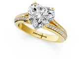 Yellow gold Heart Solitaire Pave Split Shank Engagement Ring with Six-Prong Setting_47