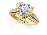 Yellow gold Heart Solitaire Pave Split Shank Ring with Four-Prong Setting_82