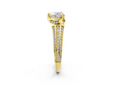 Yellow gold Heart Solitaire Pave Split Shank Ring with Four-Prong Setting_83