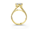 Yellow gold Heart Solitaire Pave Split Shank Ring with Four-Prong Setting_84