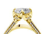 Yellow gold Heart Solitaire Pave Split Shank Ring with Four-Prong Setting_85