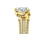 Yellow gold Heart Solitaire Pave Split Shank Ring with Four-Prong Setting_86