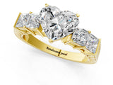 Yellow gold Heart Solitaire Princess Side Stone Engraved Band Prong Setting Ring_4