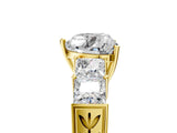 Yellow gold Heart Solitaire Princess Side Stone Engraved Band Prong Setting Ring_8