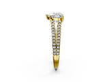 Yellow gold Heart Solitaire Split Shank Pavé Diamond Engagement Ring_296