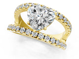 Yellow gold Heart Solitaire Split Shank Pave Diamond Ring_50