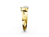 Yellow gold Heart Solitaire Tension Set Diamond Ring with Wide Band_39
