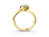 Yellow gold Heart Solitaire Tension Set Diamond Ring with Wide Band_40