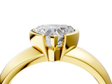 Yellow gold Heart Solitaire Tension Set Diamond Ring with Wide Band_41