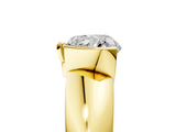 Yellow gold Heart Solitaire Tension Set Diamond Ring with Wide Band_42