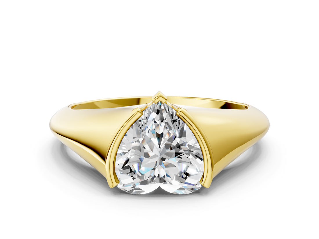 Yellow gold Heart Solitaire Tension Set Diamond Ring_20