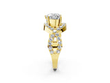 Yellow gold Heart Solitaire Twist Band Pavé Diamond Engagement Ring_35
