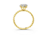 Yellow gold Heart Solitaire Twist Band Ring with Four-Prong Setting_71