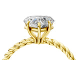 Yellow gold Heart Solitaire Twist Band Ring with Four-Prong Setting_72