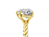 Yellow gold Heart Solitaire Twist Band Ring with Four-Prong Setting_73