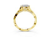 Yellow gold Heart Solitaire Twist Band Six-Prong Setting 3