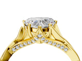 Yellow gold Heart Solitaire Twist Band Six-Prong Setting 4