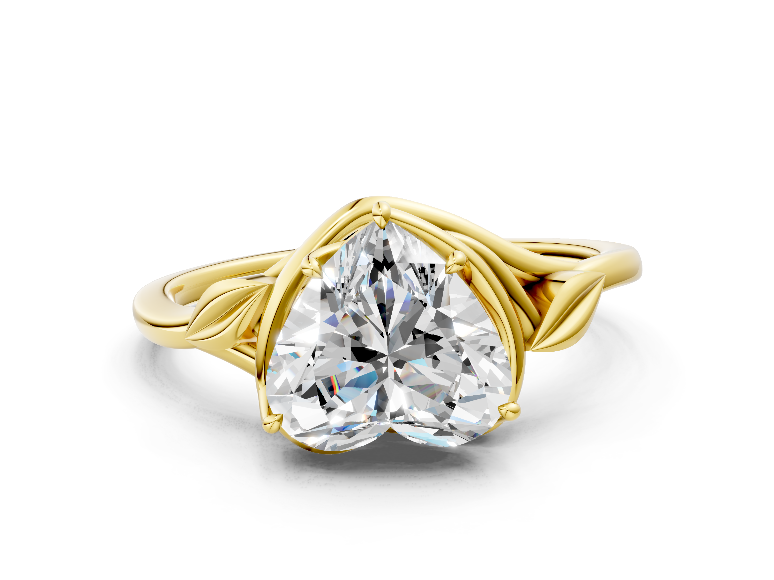 Yellow gold Heart Solitaire Twist Band with Four-Prong Setting_28