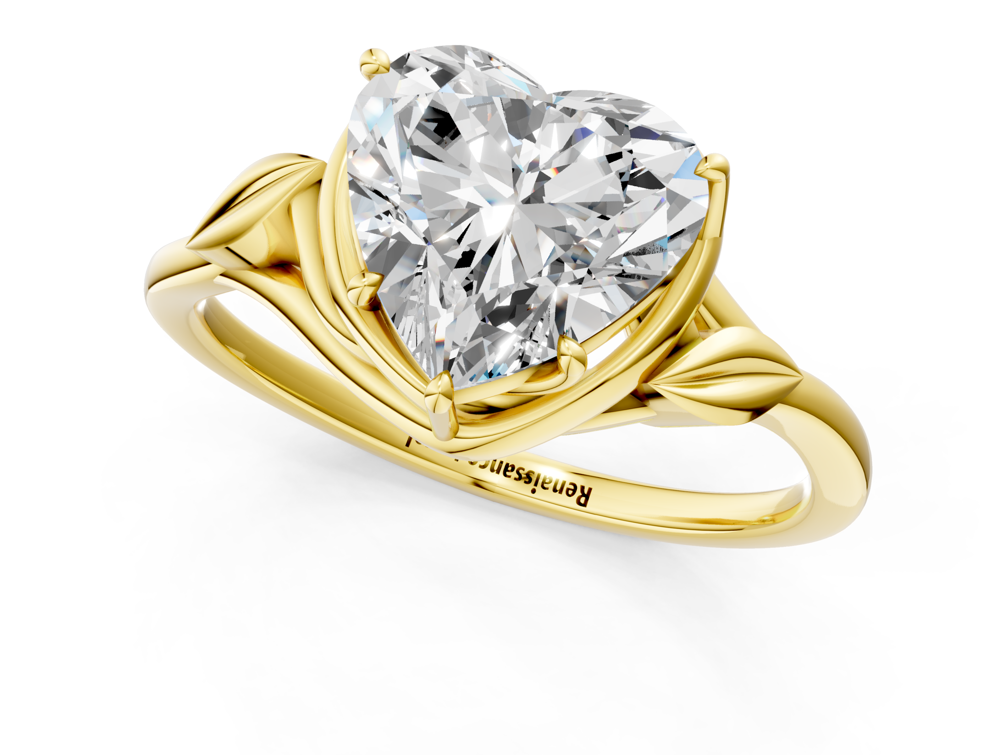Yellow gold Heart Solitaire Twist Band with Four-Prong Setting_29