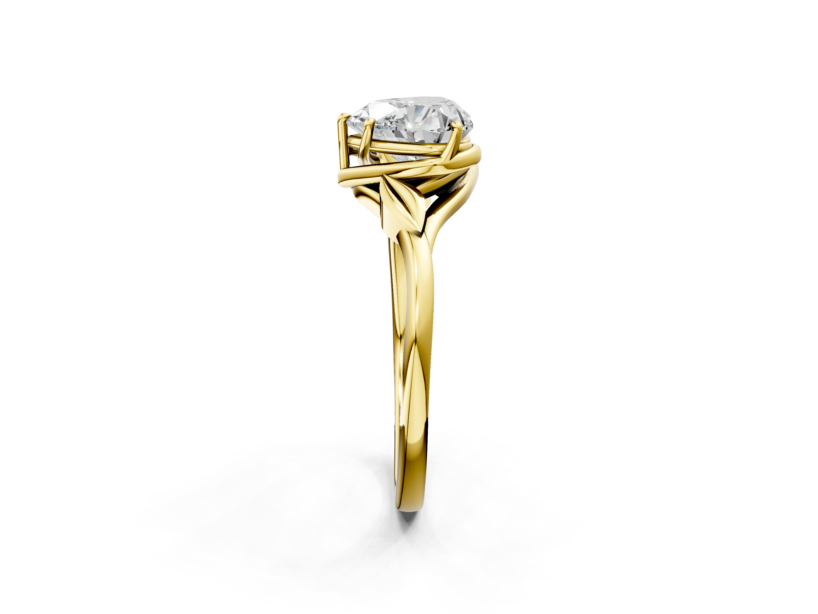 Yellow gold Heart Solitaire Twist Band with Four-Prong Setting_30