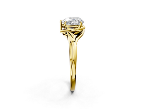 Yellow gold Heart Solitaire Twist Band with Four-Prong Setting_30