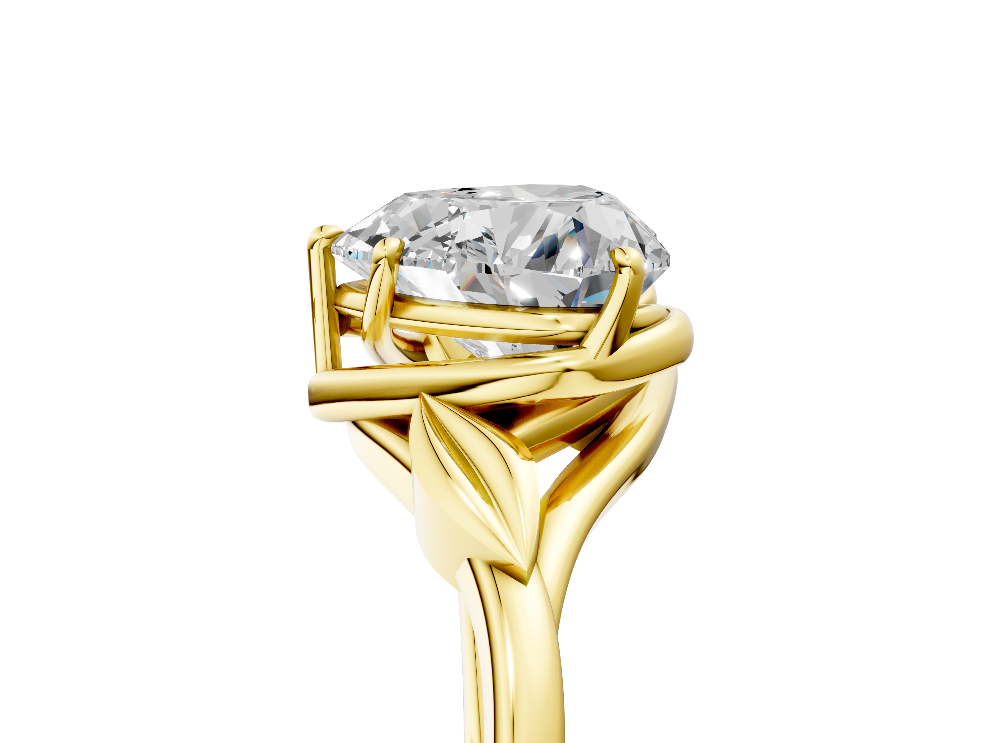 Yellow gold Heart Solitaire Twist Band with Four-Prong Setting_33