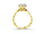 Yellow gold Heart Solitaire Twist Band with Leaf Prong Setting 4