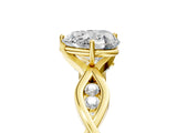 Yellow gold Heart Solitaire Twist Band with Leaf Prong Setting